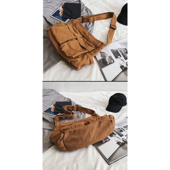 Canvas Crossbody Bag for Women Large Messenger Bags Travel Shoulder Bag Multi-po - Picture 3 of 7